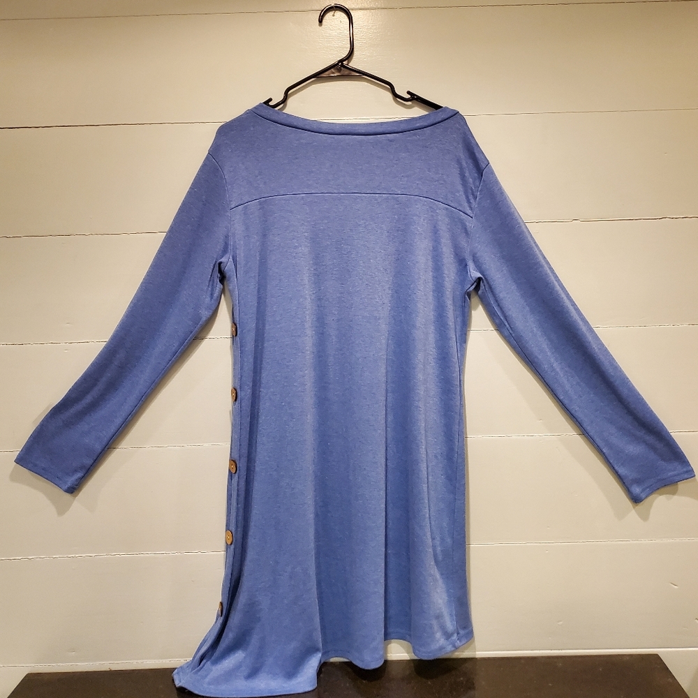 Plus Size Women's Blue Asymmetric Shirt